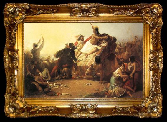 framed  Sir John Everett Millais Pizarro Seizing the Inca of Peru, ta009-2